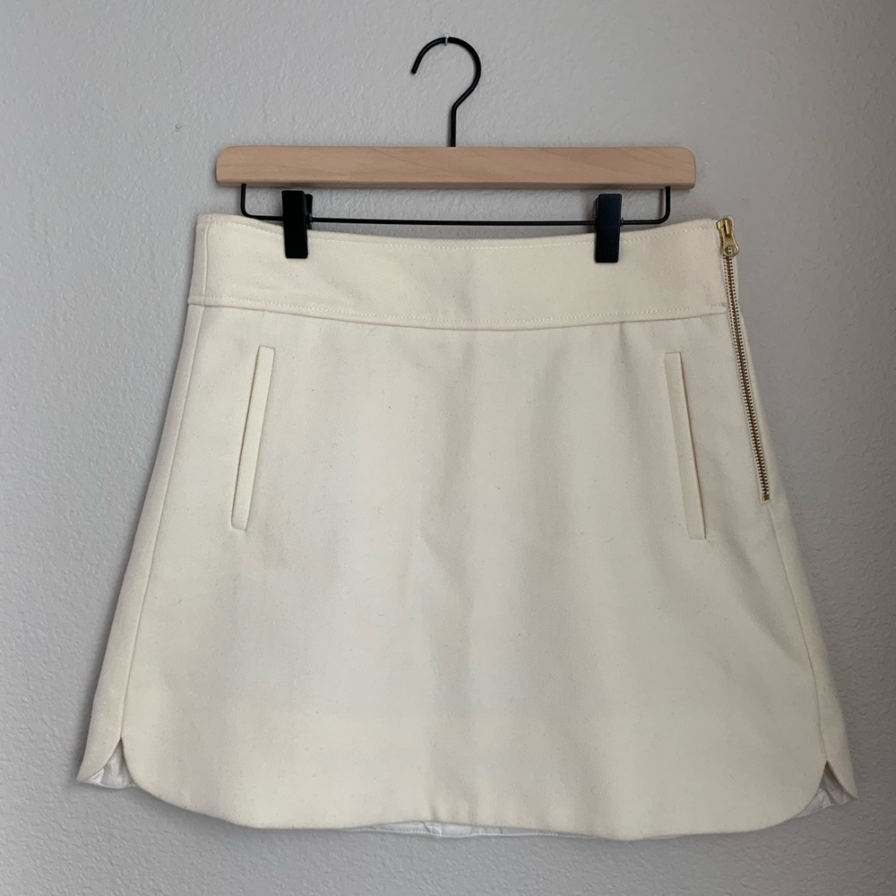 J Crew Double-Serge Wool Ivory Mini Skirt